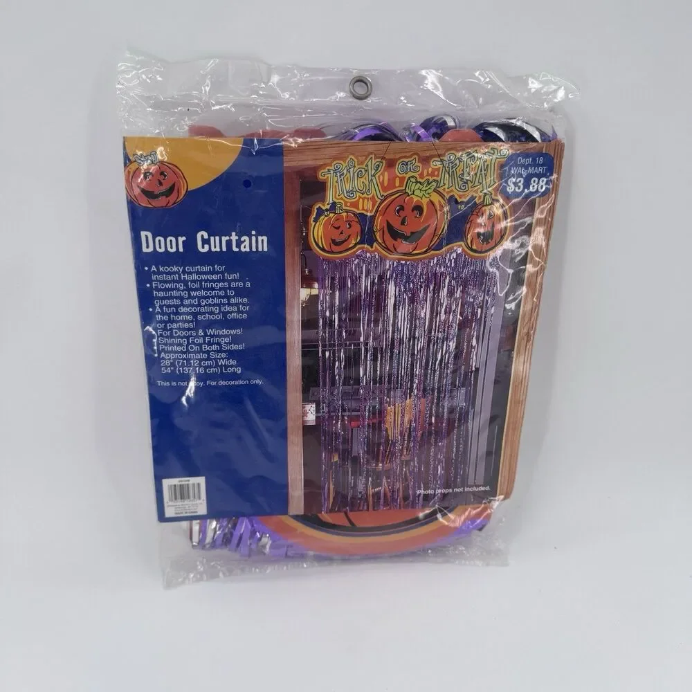 Vintage Halloween Foil Door Curtain Jack O Lantern Decoration 54